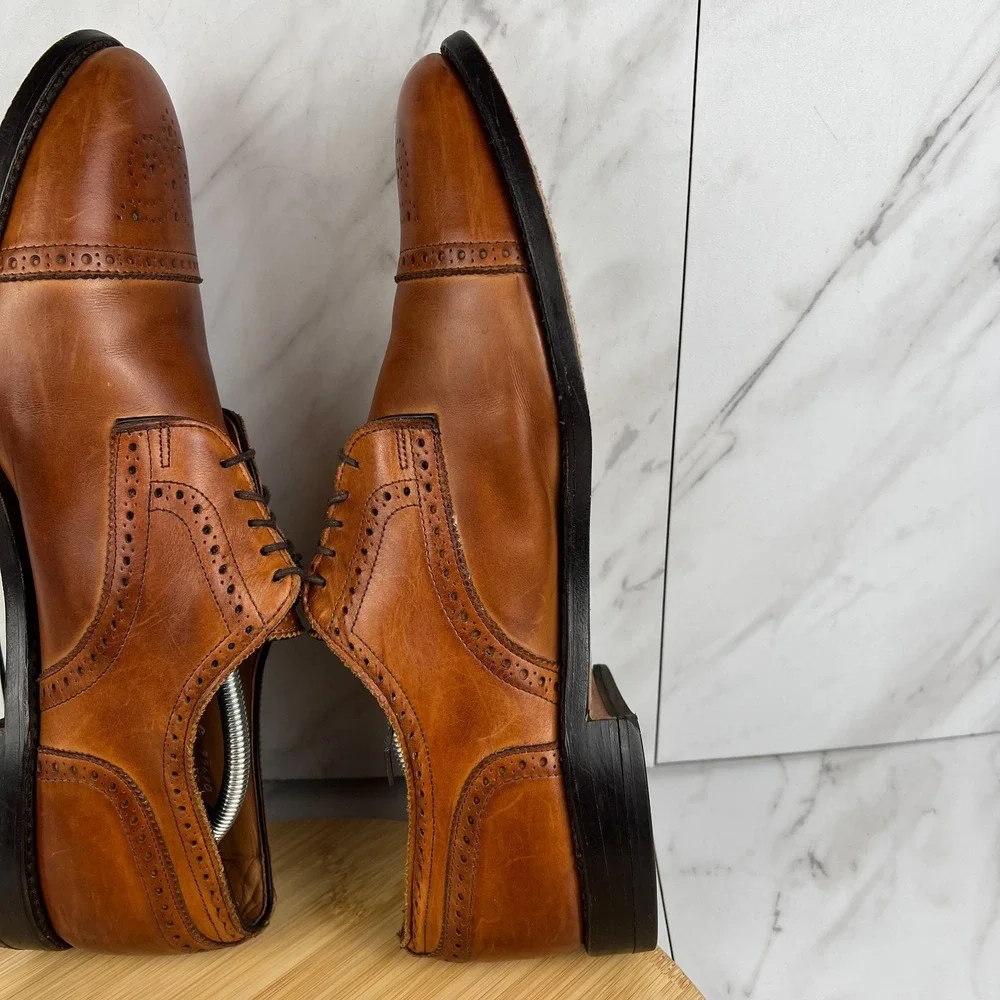 Allen Edmonds Sanford Mens Size 13 C Brown Leather Wingtip Derby Dress Shoe 3918